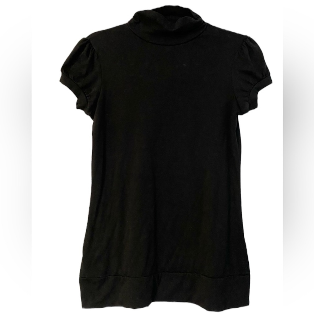 Black Turtleneck Short Sleeve Top
